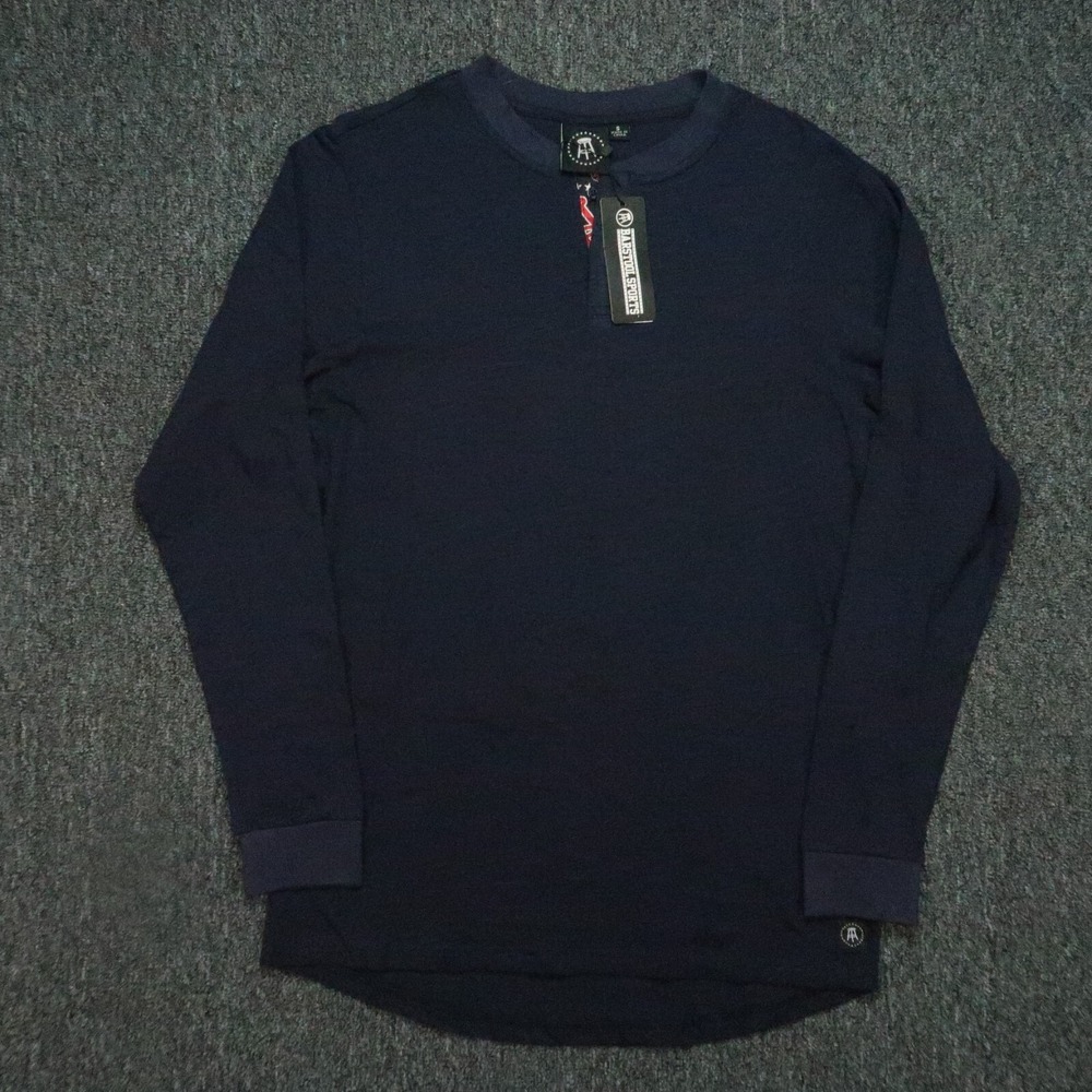 Barstool Sports Shirt Mens Small Blue Long Sleeve Henley Pullover NWT